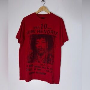 Jimi Hendrix Shirt Short Sleeve Crew Neck Concert Shirt‎ Band Tee Red L